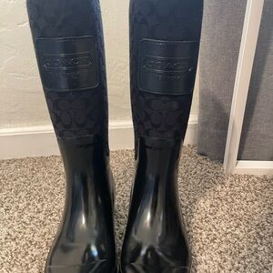 Coach Black Signature Pattern Boots